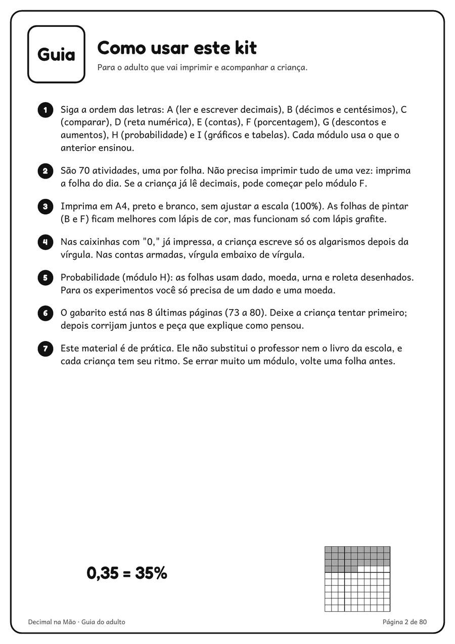 Página 2 do kit: guia do adulto, Como usar este kit